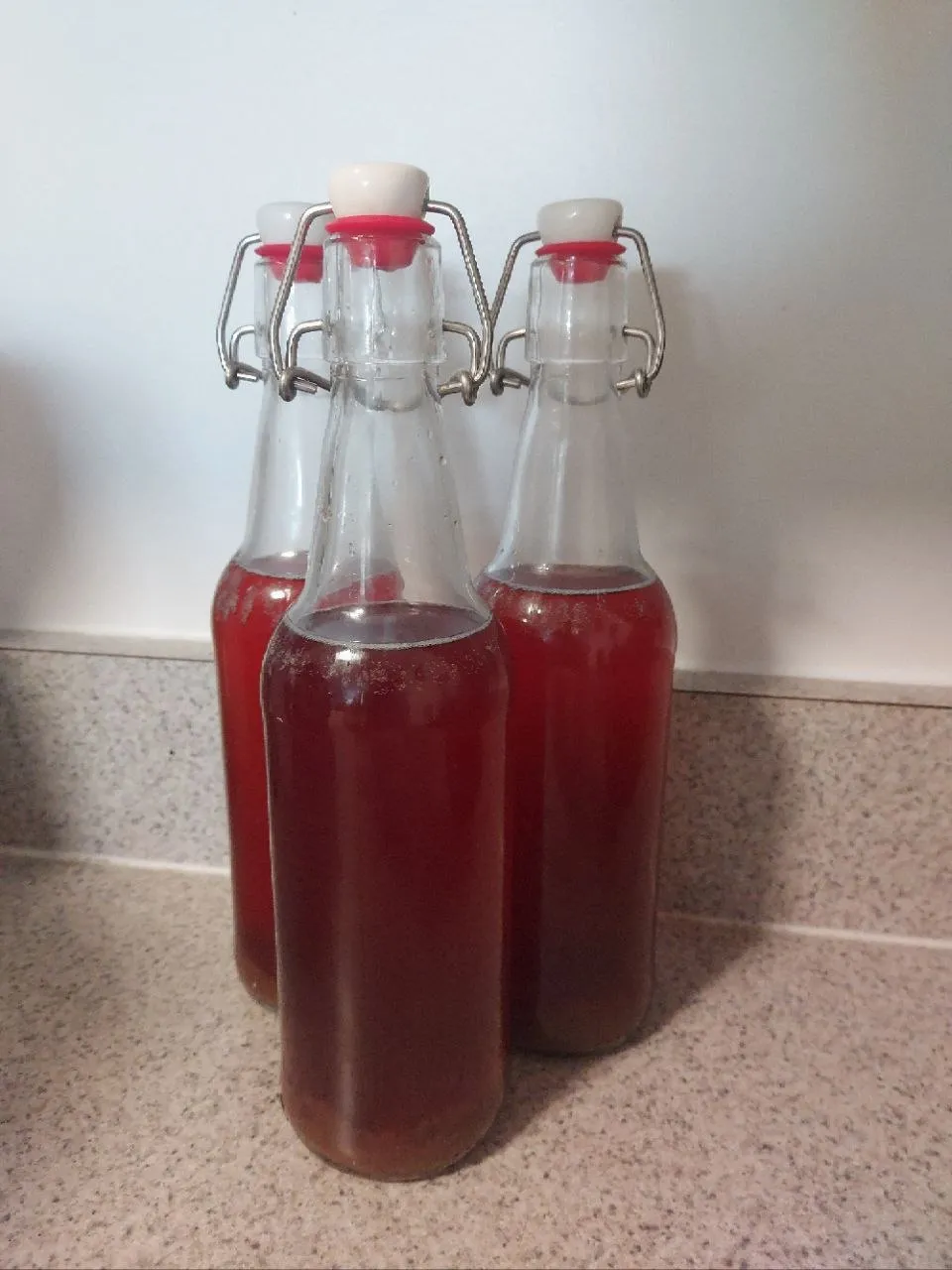 Three bottles after the second ferment