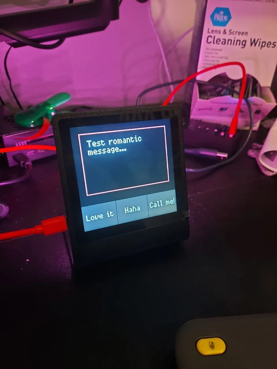 Message displayed with reply buttons